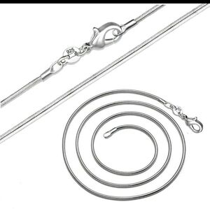 1MM NEW 925 STERLING SKINNY SILVER ROUND SNAKE CHAIN NECKLACE 18"